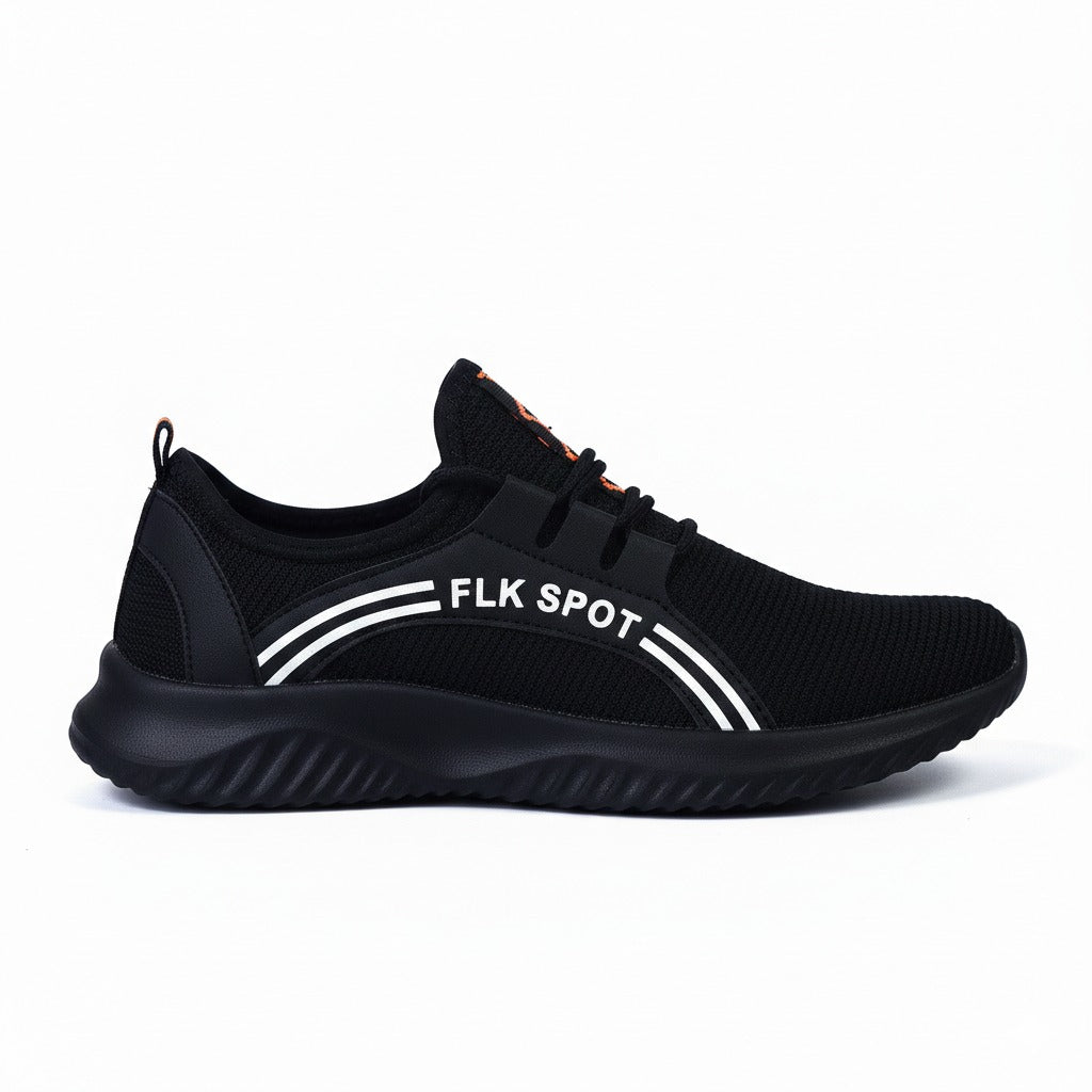 FLK Spot Men's Mesh Sneakers - Elegant Black Fashionable Trainers for Sporty Style
